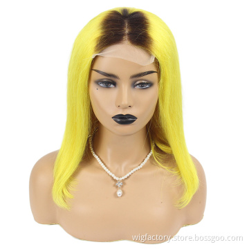 Cheap price 100% virgin indian short bob hair wigs,4x4 lace frontal 150% density straight bob lace frontal wigs